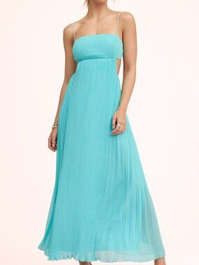 Loft Teal Cutout Pleated Maxi Dress - Size 2 (Small)